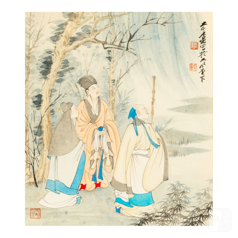 張大千（1899-1983）高士圖 設色紙本 鏡框 | ZHANG DAQIAN (1899-1983) - 图1
